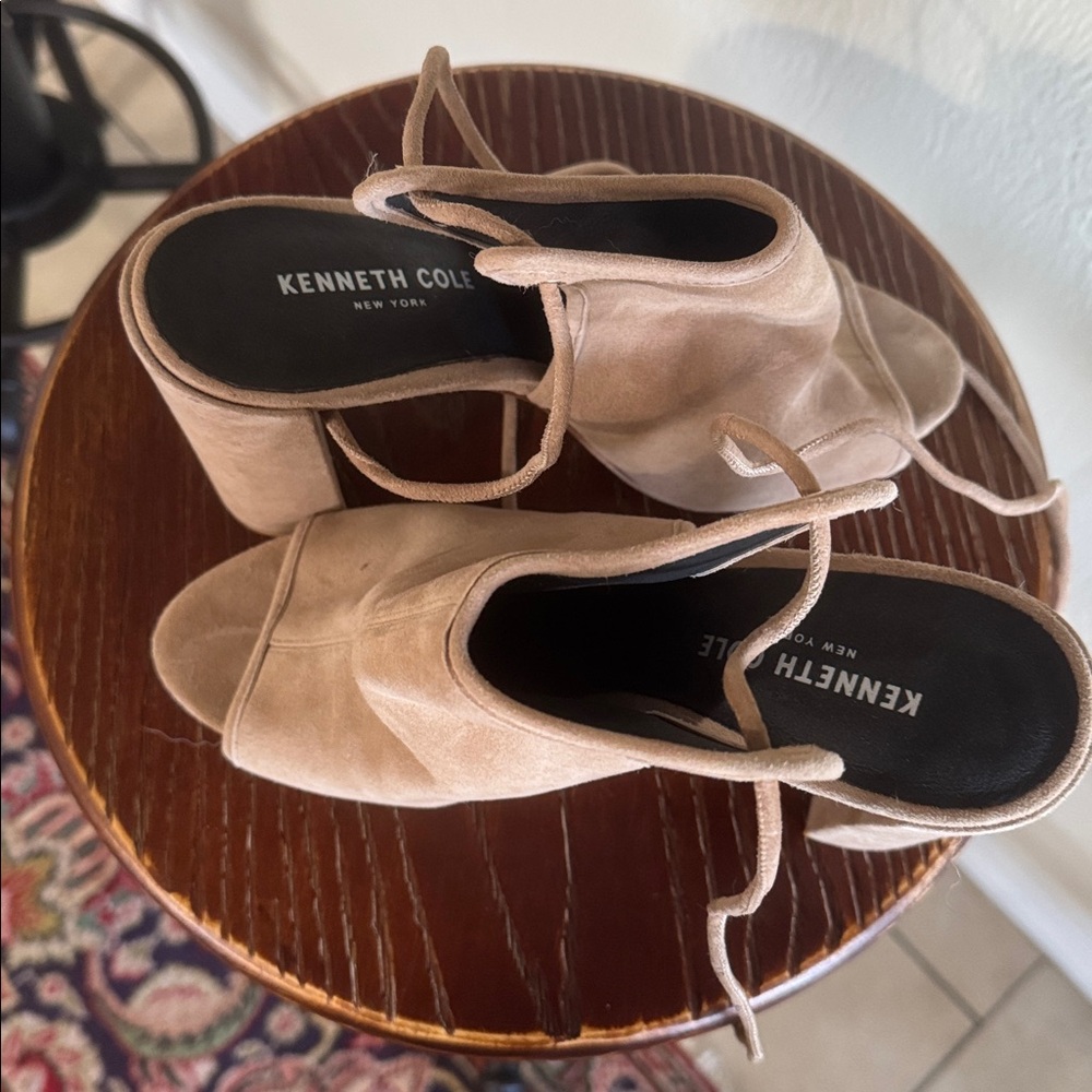 Kenneth Cole Beige Suede Open-Toe Heels